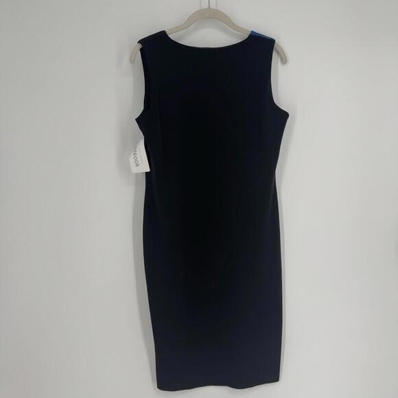 Exclusively Misook dress womens petite medium PM black blue colorblock career - Picture 6 of 6